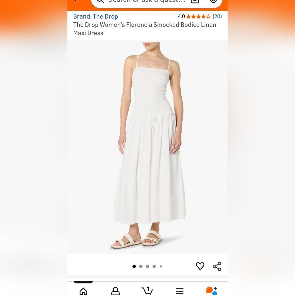 New The Drop White Maxi Dress~Florincia~Linen~Smocked~XXL